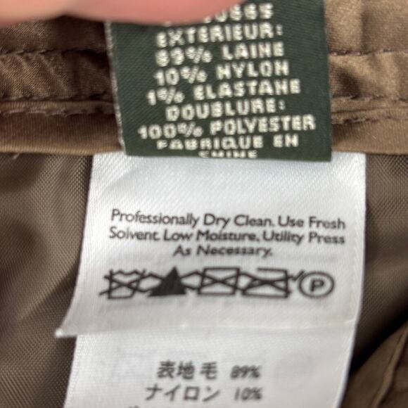Eddie Bauer Trouser Pants Womens Size 12 Brown Wool Blend Vashon Fit Stretch - Picture 12 of 12